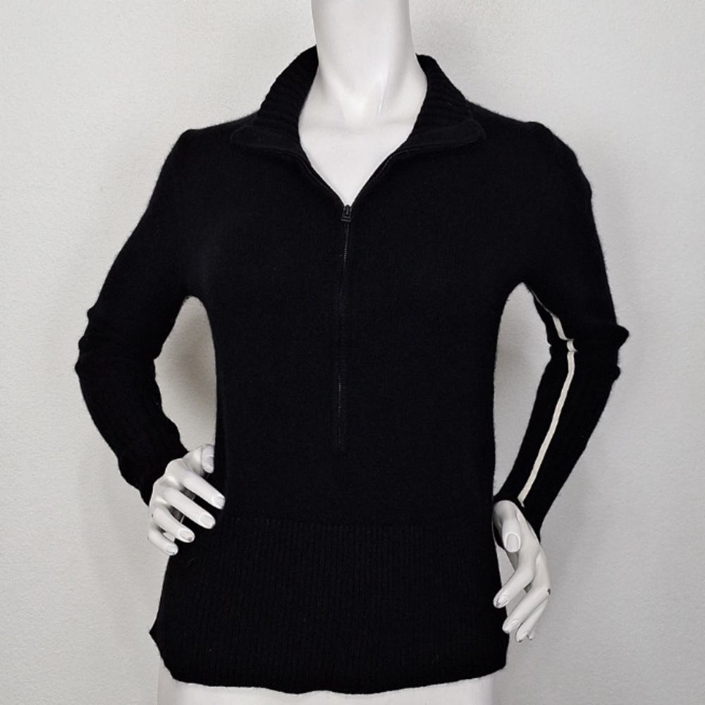 Derek Lam 10C x Athleta Black Cashmere Sporty Half Zip Collared Sweater Size M
